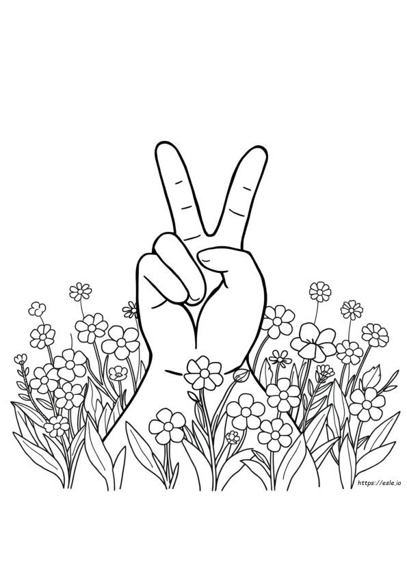 Segno Della Pace Con Fiori Da Colorare