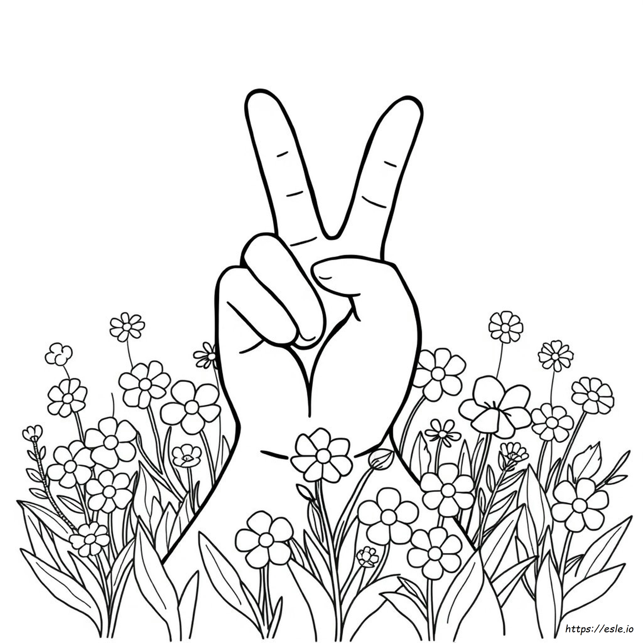 Peace Zeichen Mit Blumen Ausmalbilder