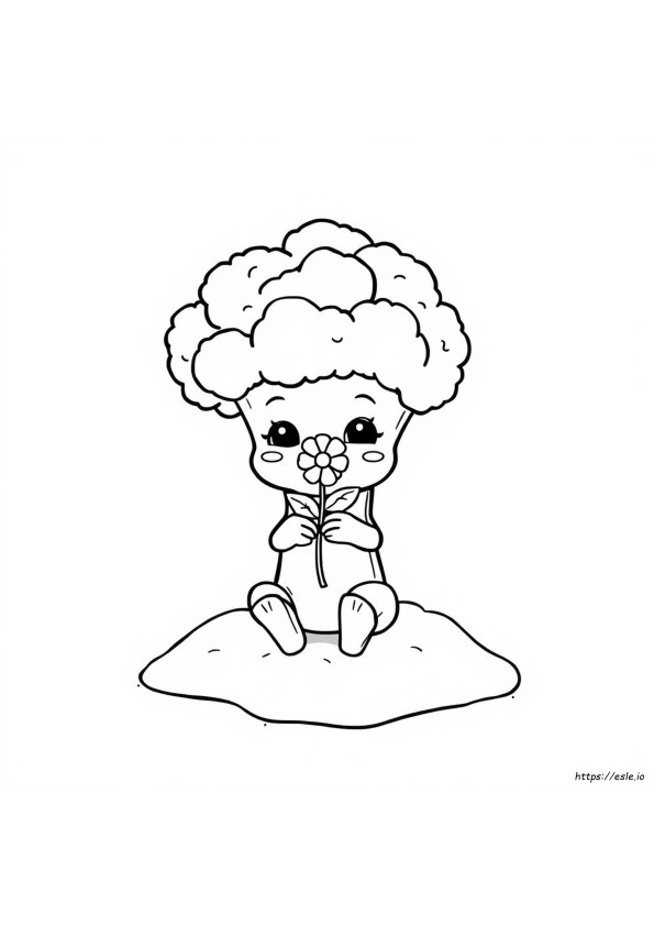 Cute Broccoli Coloring Page