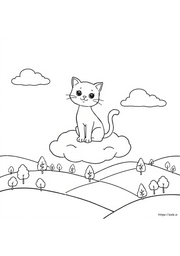 Çizgi Film Sevimli Kedi Boyama Sayfaları Yazdırılabilir
