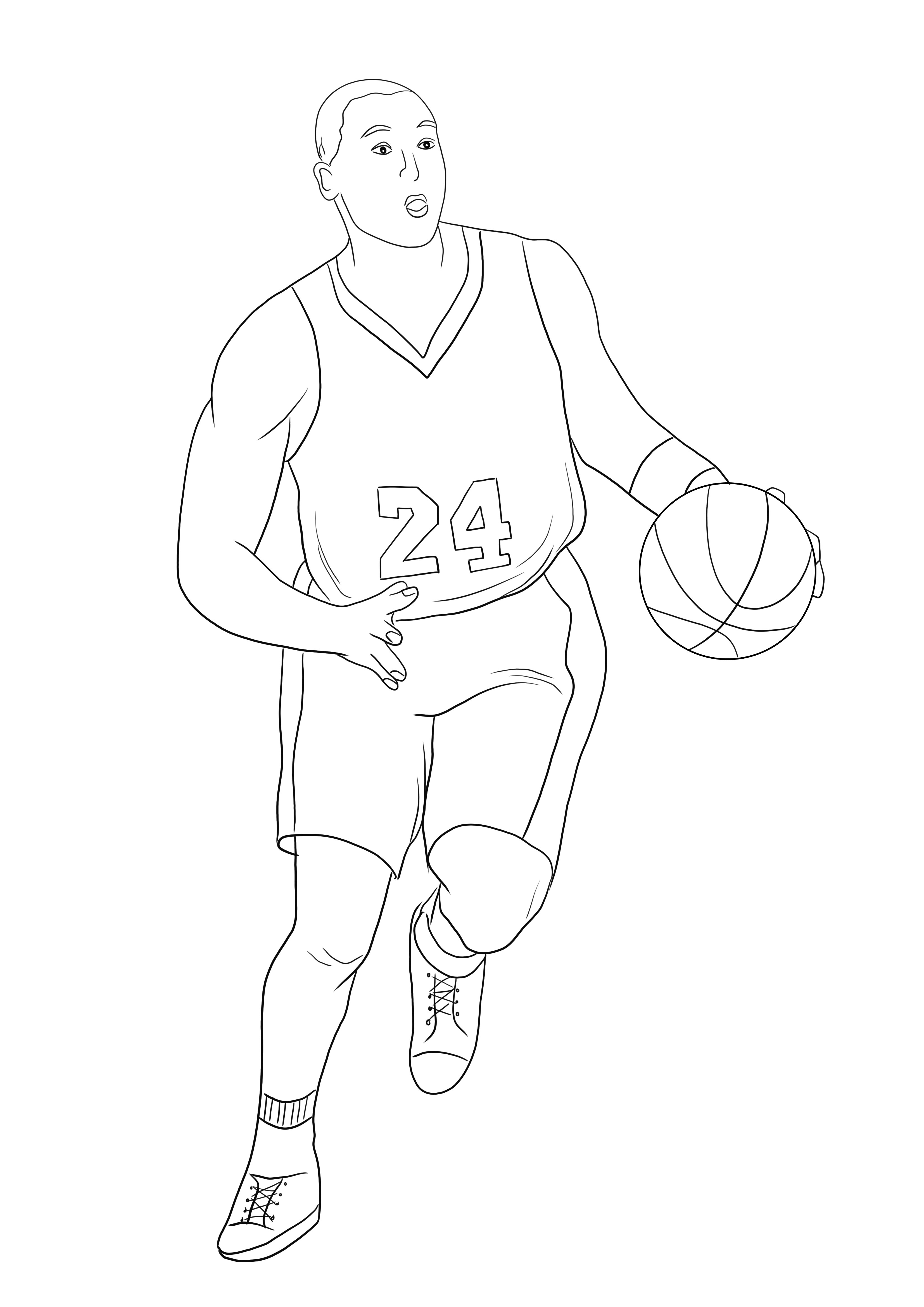Gratis af te drukken en kleurenafbeelding van Kobe Bryant voor kinderen die van sport houden kleurplaat