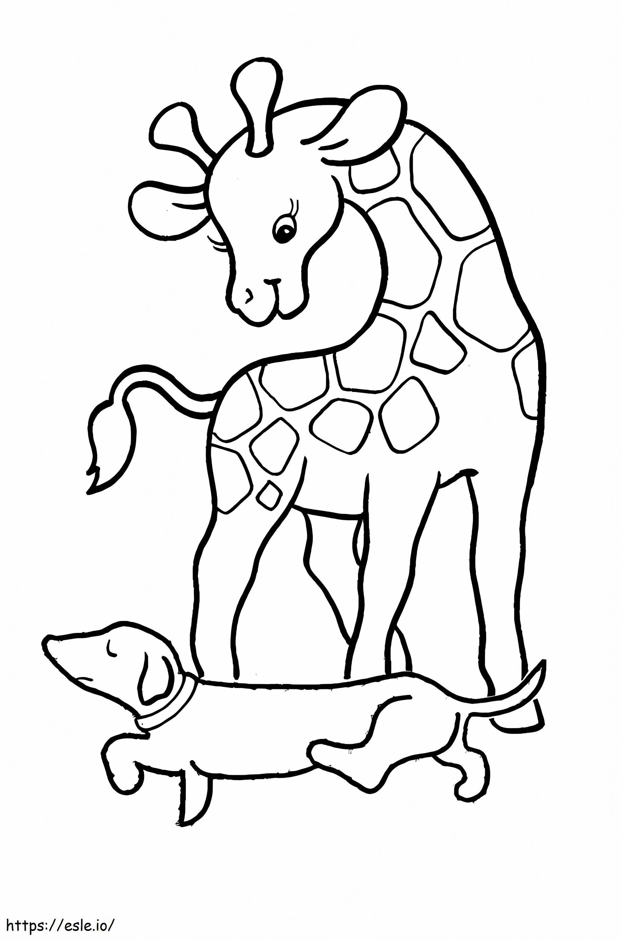 Coloriage Chien et girafe à imprimer dessin