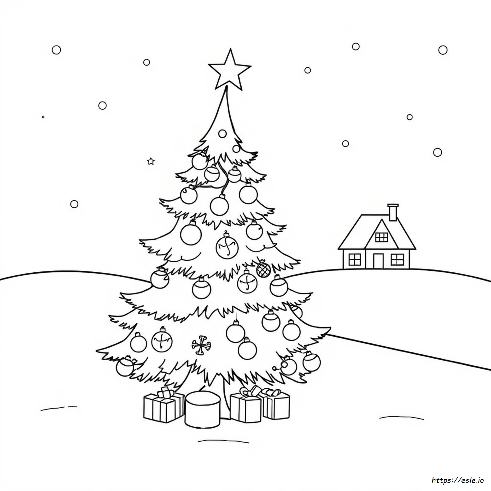 Gambar Mewarnai Kartun Pohon Natal