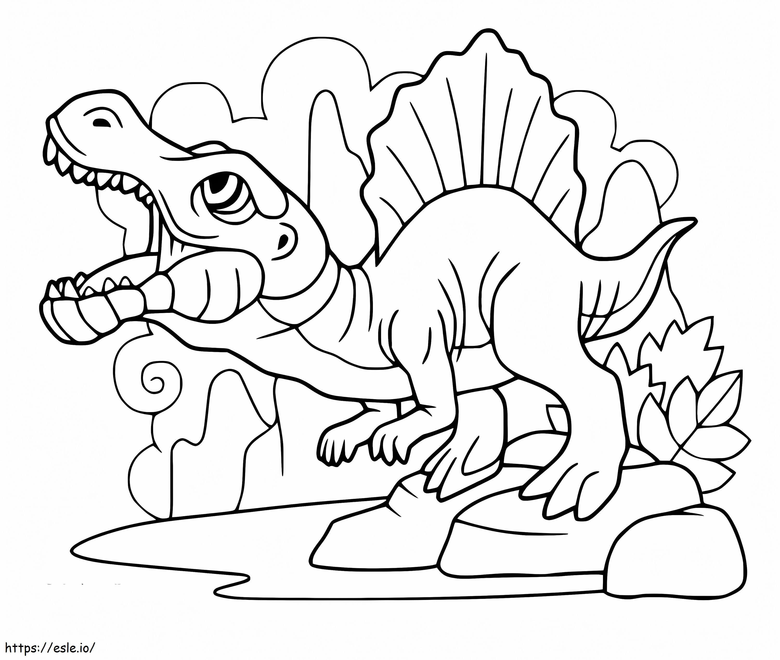 小さなスピノサウルス ぬりえ - 塗り絵