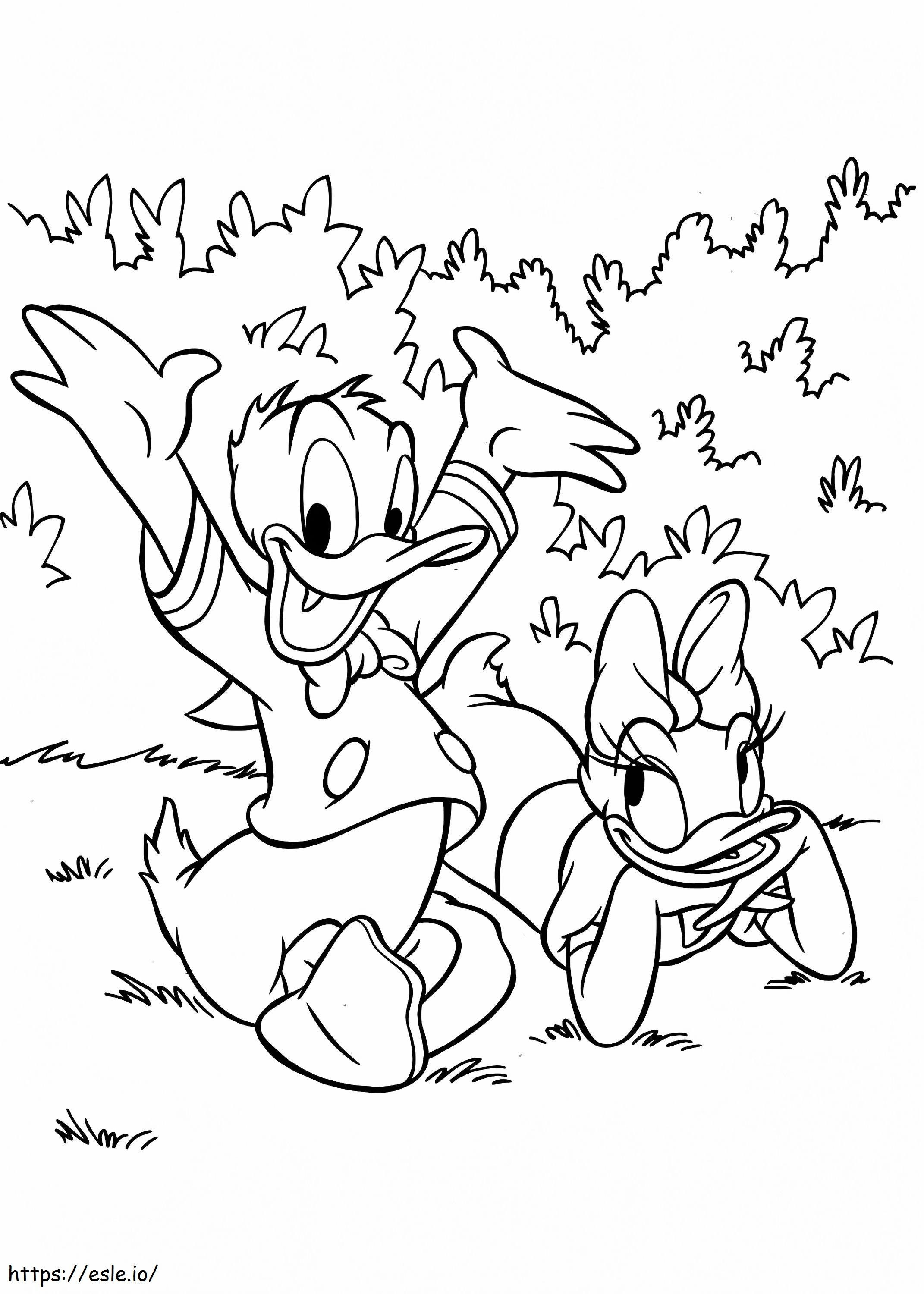 Donald N Daisy Is Happy A4 coloring page