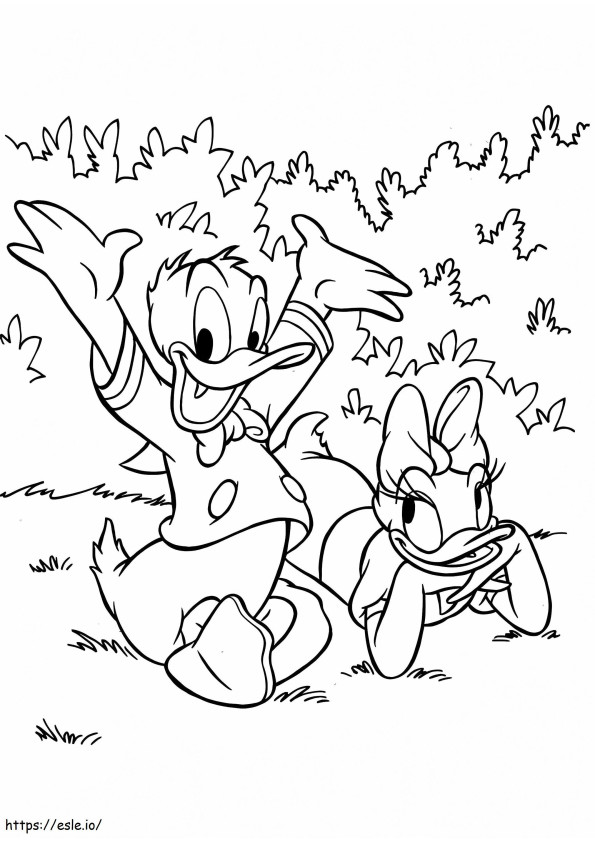 Donald N Daisy Is Happy A4 coloring page