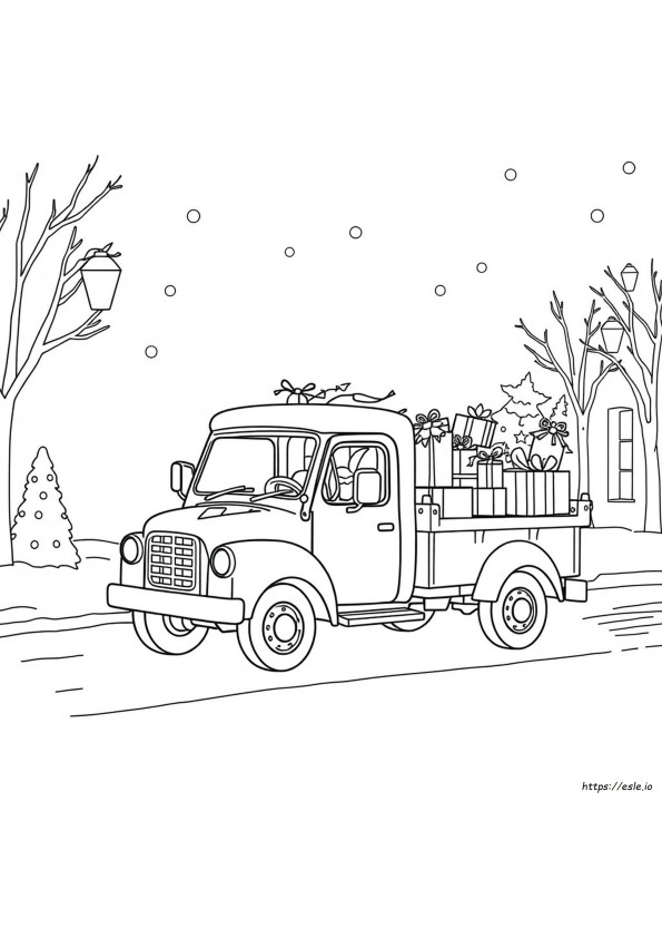 Christmas Truck Coloring Pages Free