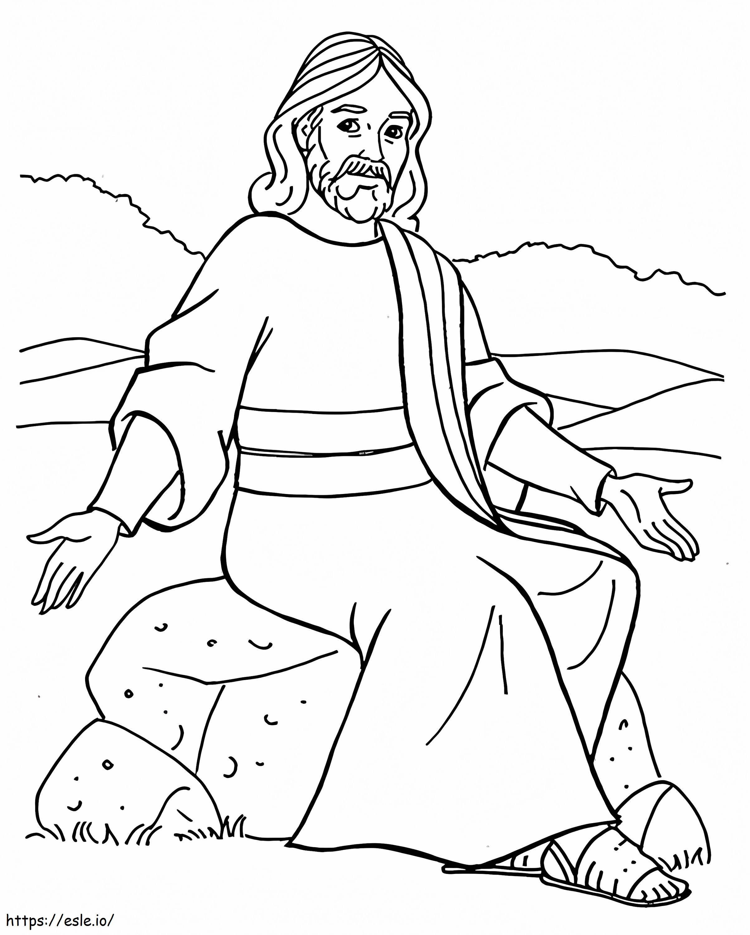 Jesus Sentado para colorir