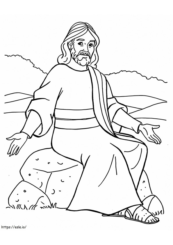 Coloriage Jésus assis à imprimer dessin