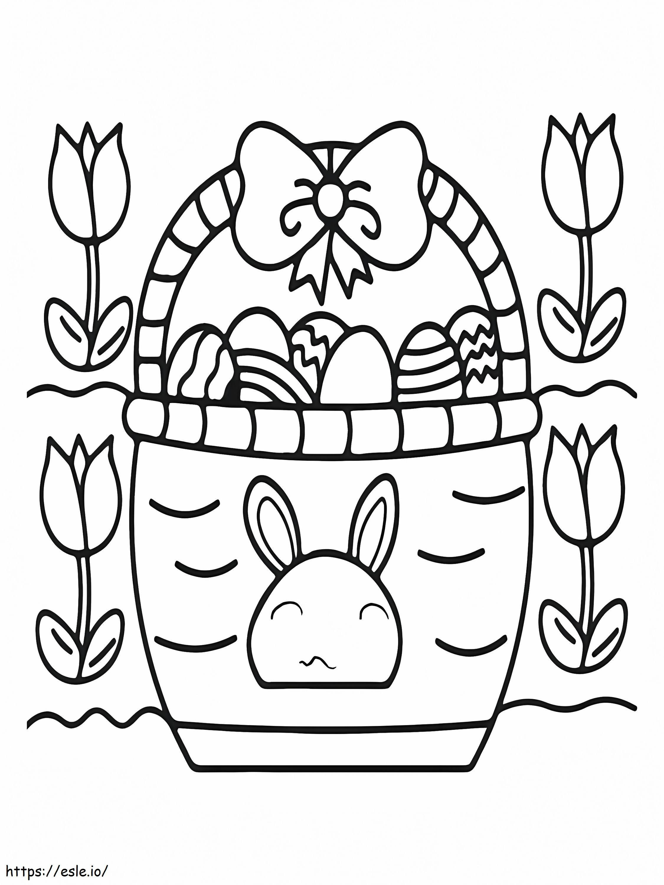 Canasta Llena De Huevos De Pascua para colorear