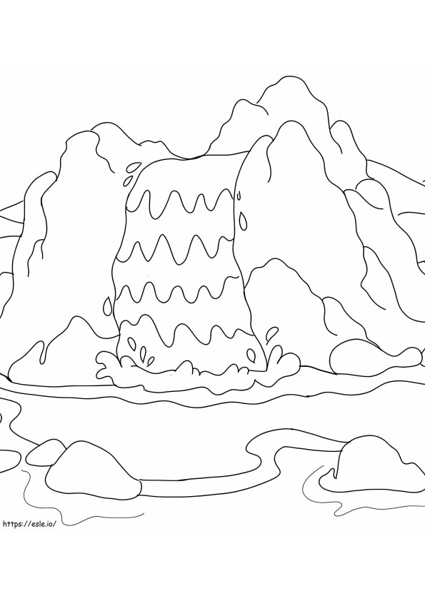 滝 3 ぬりえ - 塗り絵