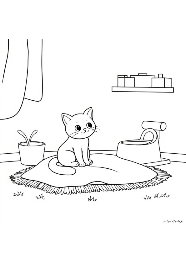 Schattige Kat Tekening Om In Te Kleuren