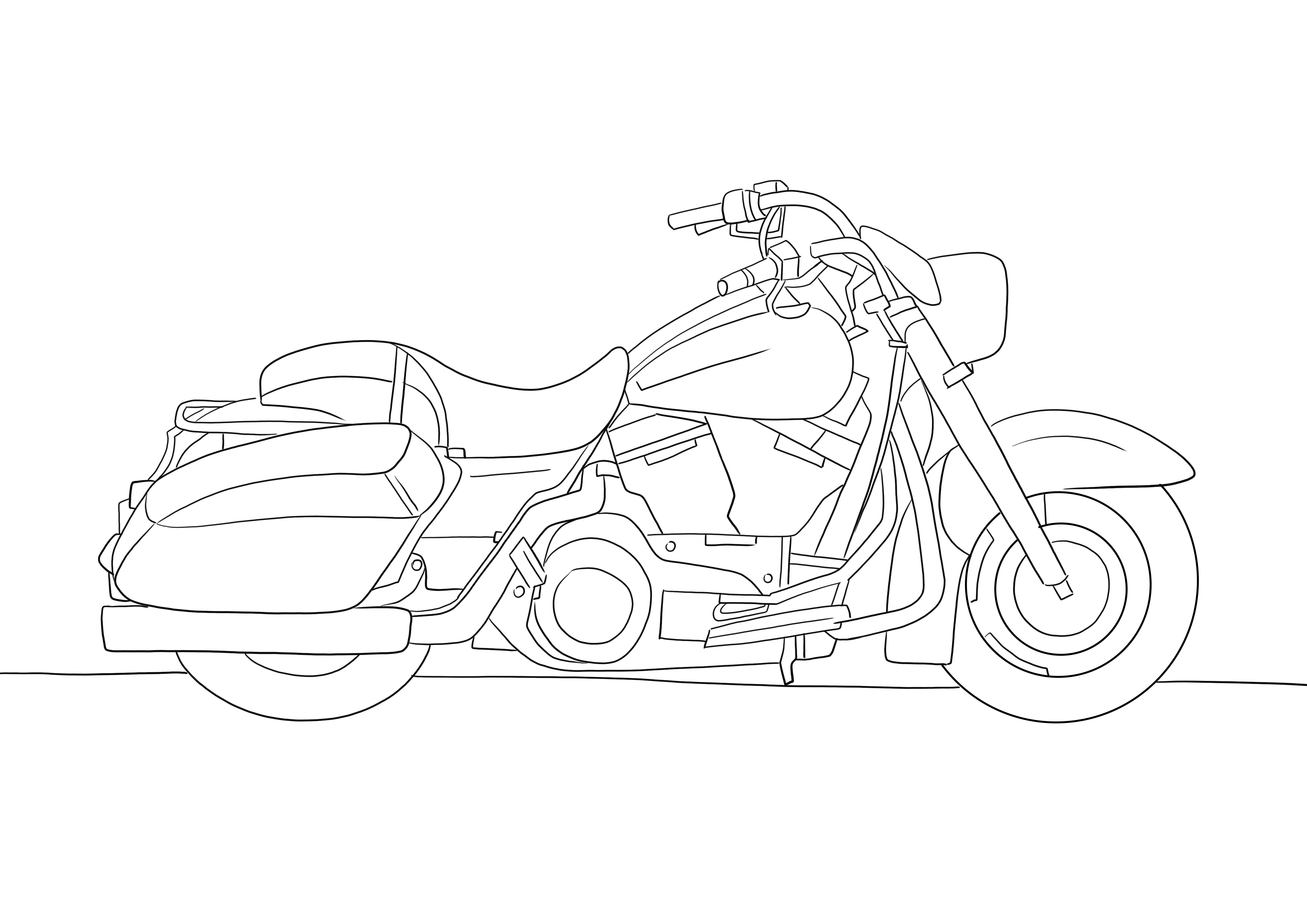 A print free of Harley Davidson Road King coloring sheet for kids to have fun
