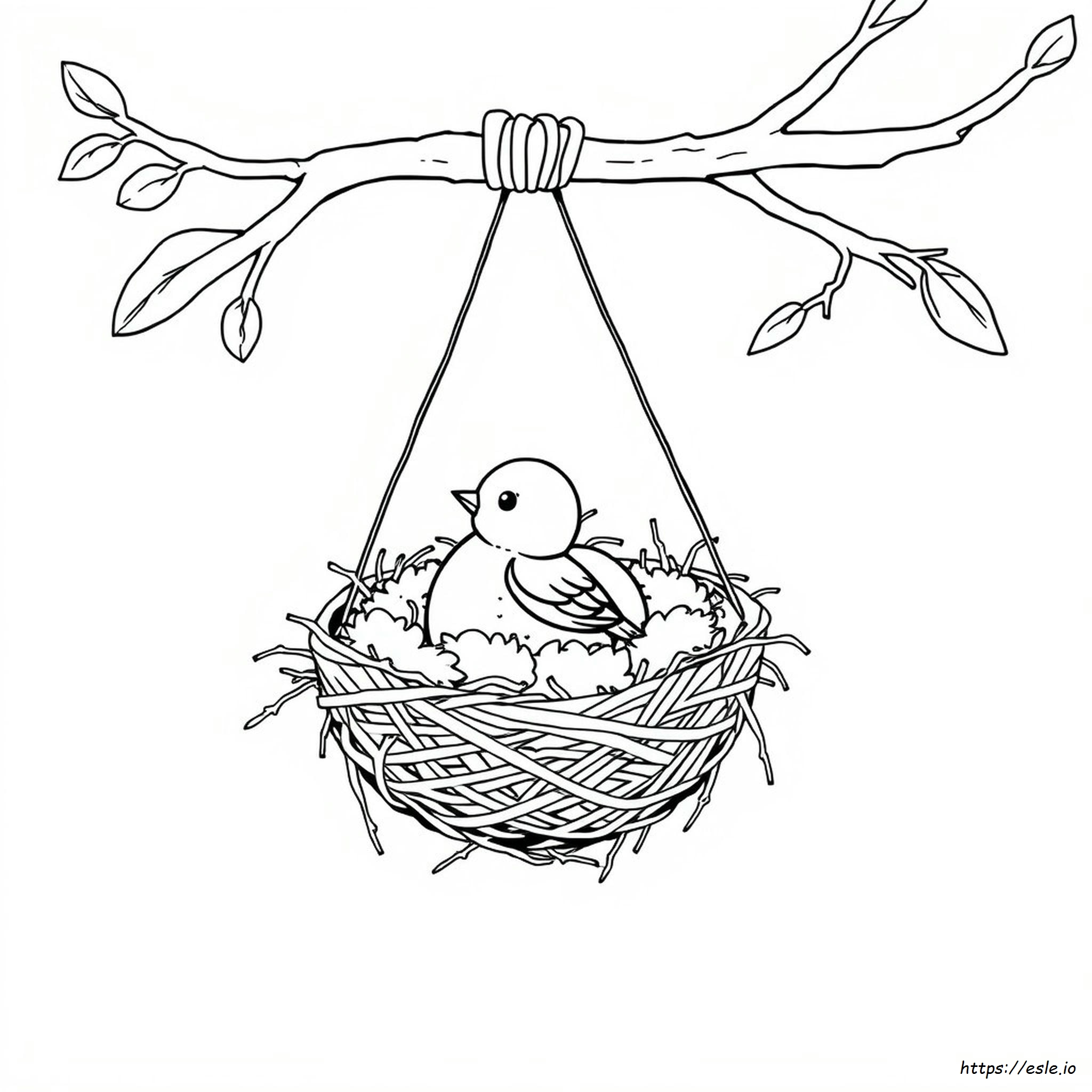 Bird In Nest Coloring Page