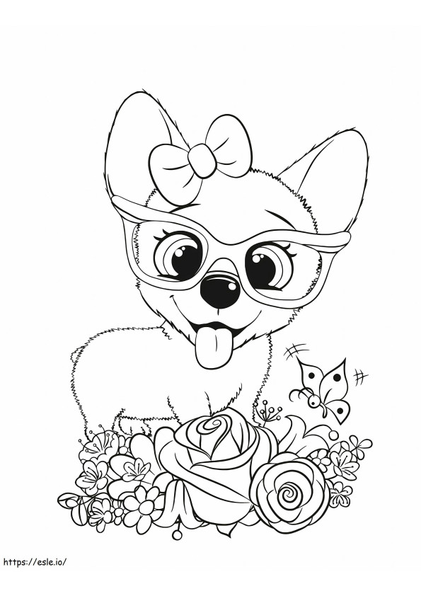 Cute Dog With Rose coloring page