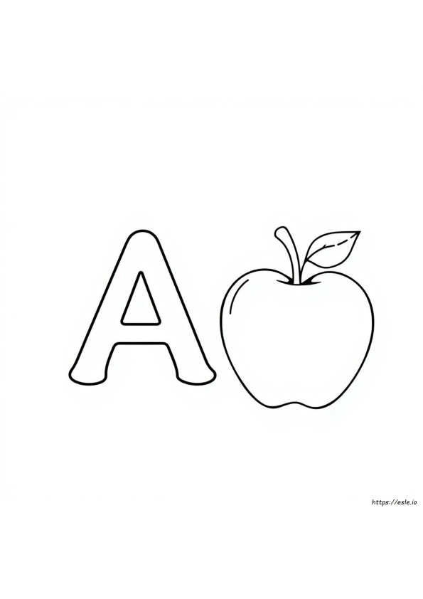 アルファベットのA りんご ぬりえ
