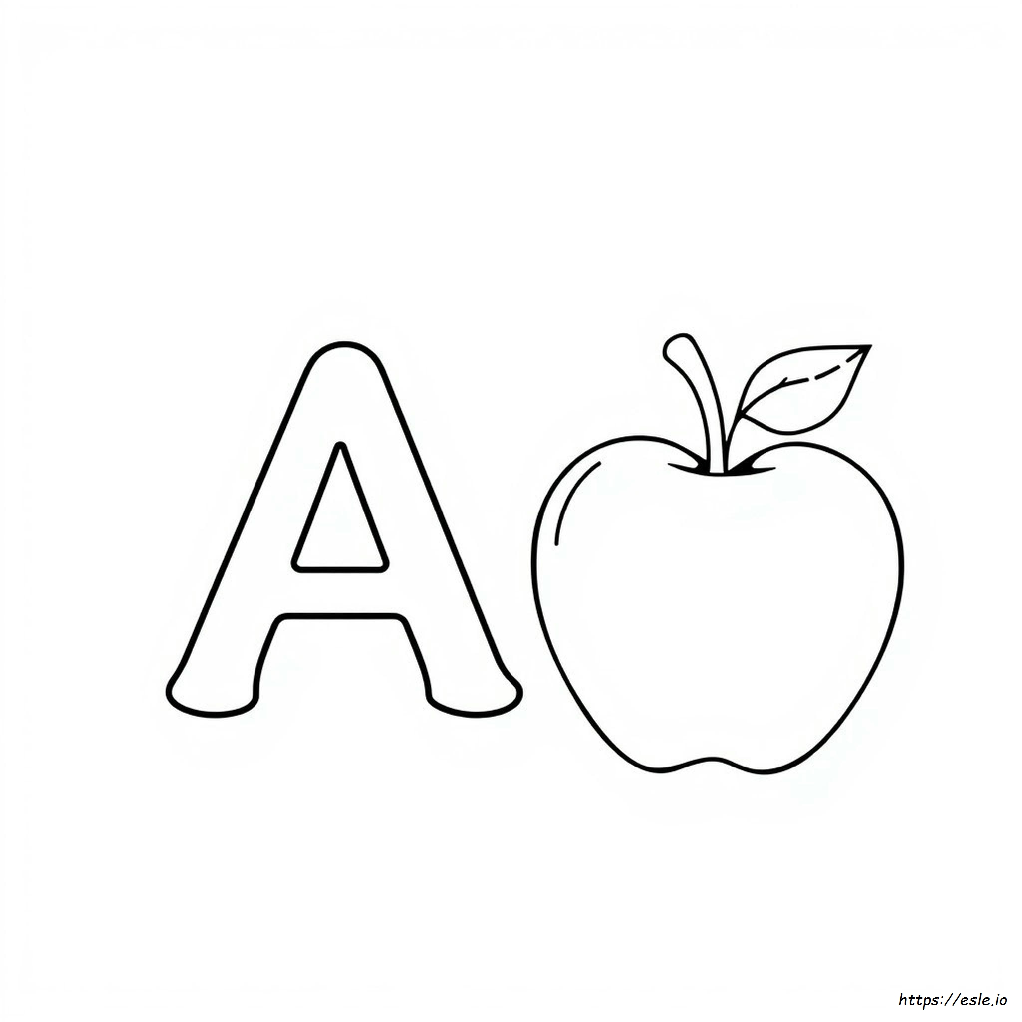 Letter A Apple Coloring Page