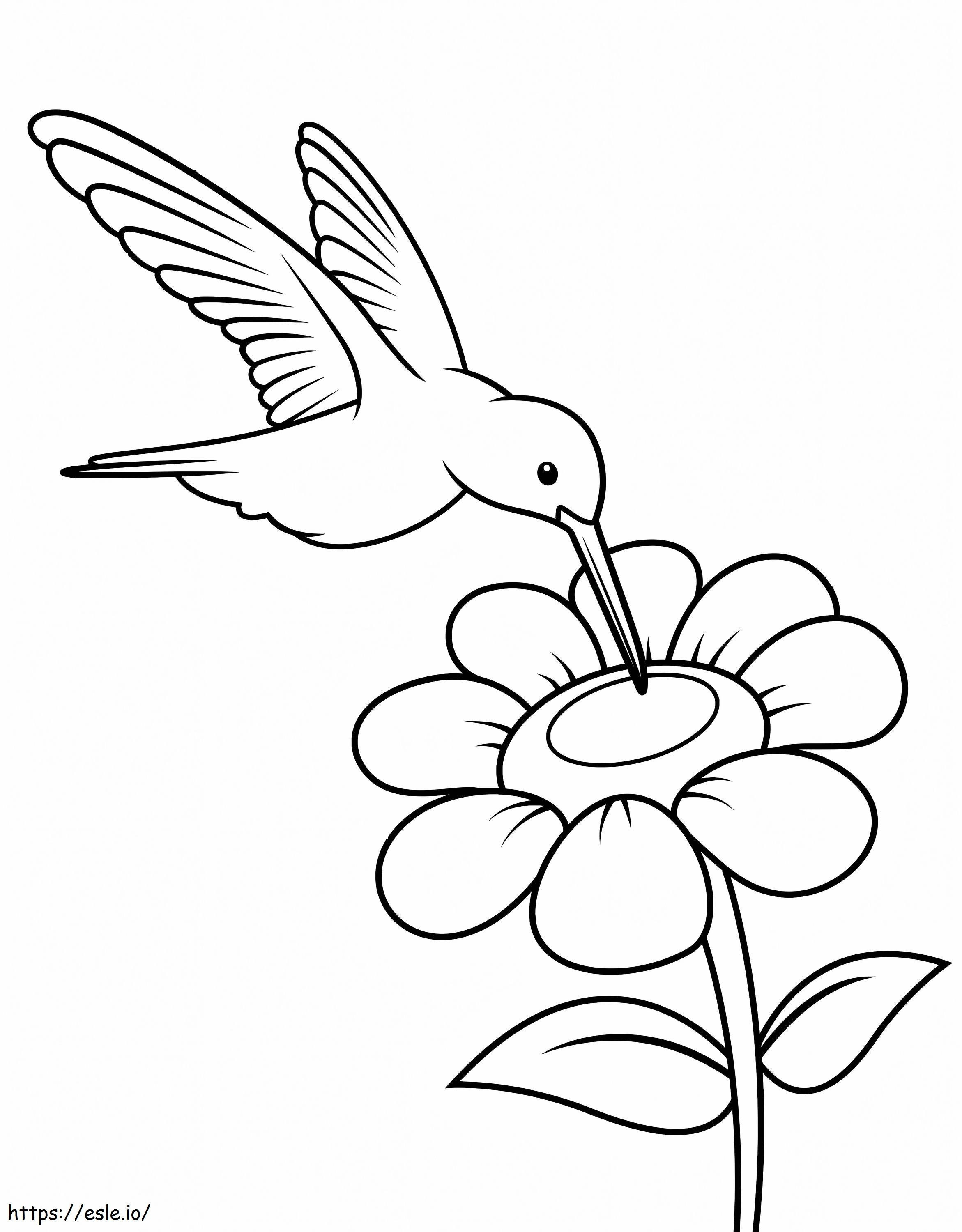 Simple Hummingbird With Flower coloring page