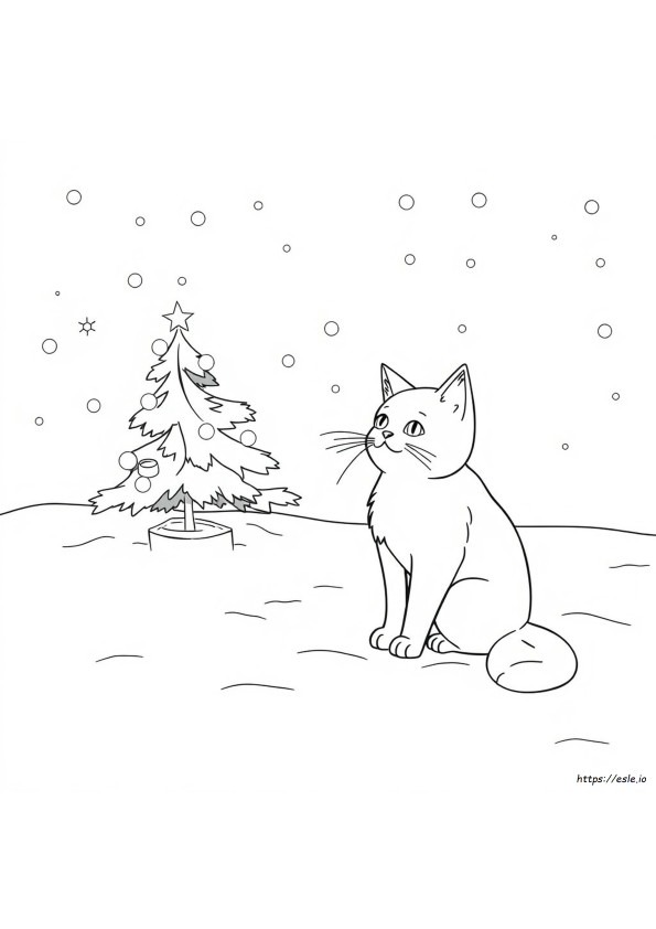 Winter Cat Coloring Pages