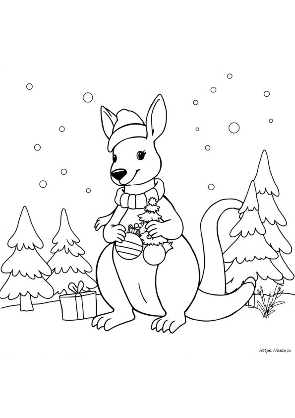 Kerst Kangoeroe Kleurplaat