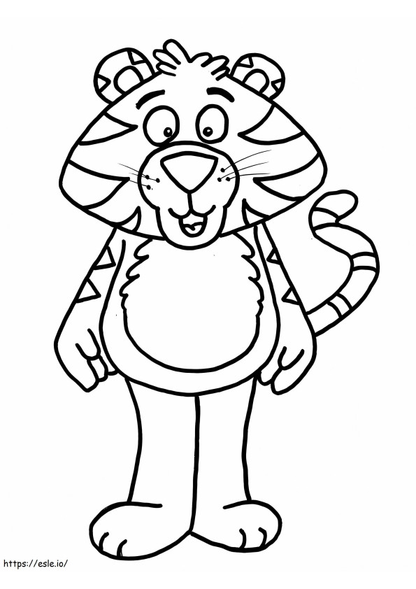 Tigru din desene animate în picioare de colorat