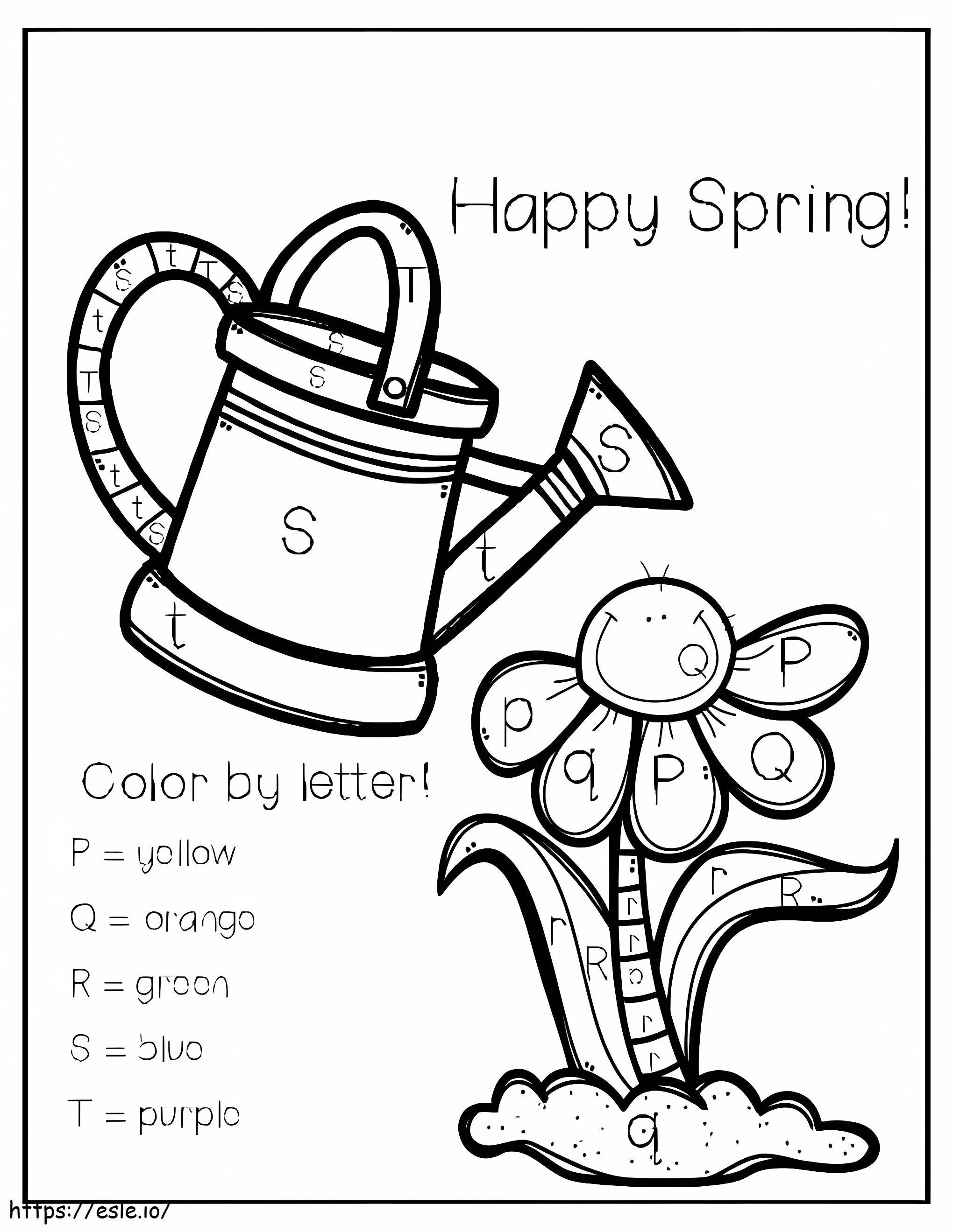 Szczęśliwy Kolor Wiosny Przez Listy kolorowanka