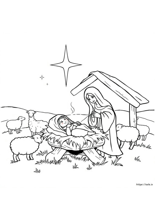Jesus In A Manger Coloring Page