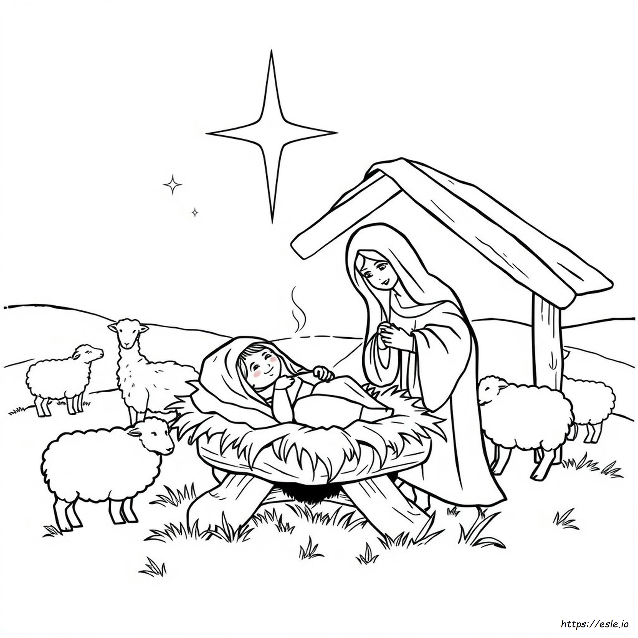 Jesus In A Manger Coloring Page