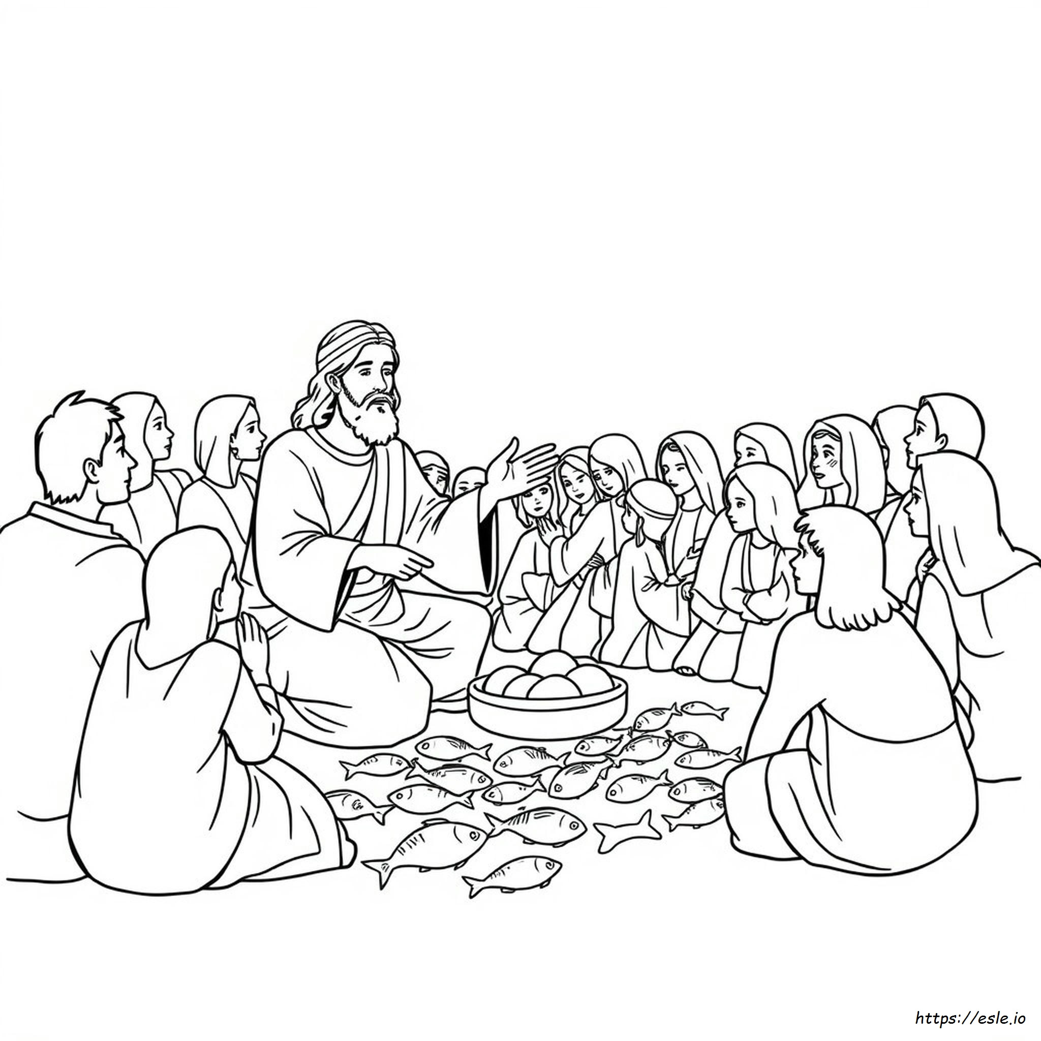 Coloring Pages Of Jesus Feeding Five Thousand