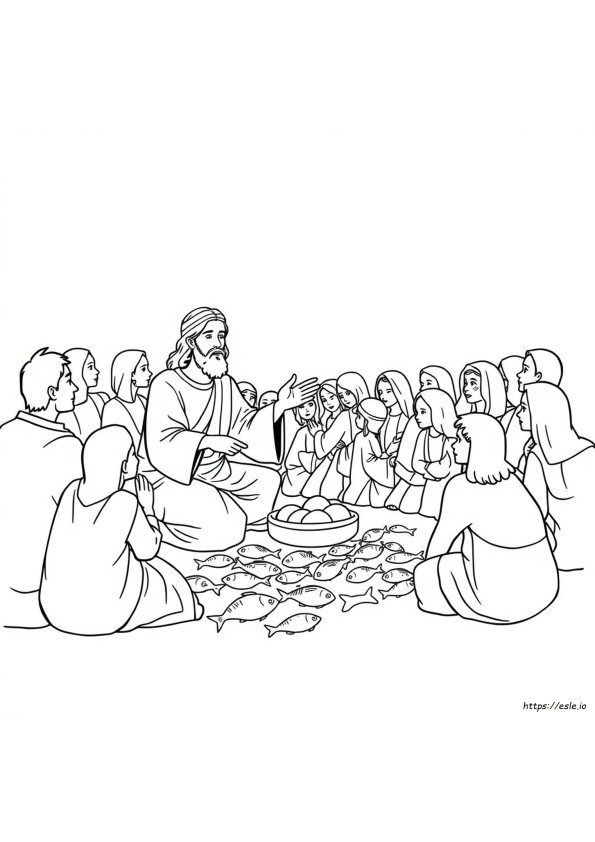 Coloring Pages Of Jesus Feeding Five Thousand