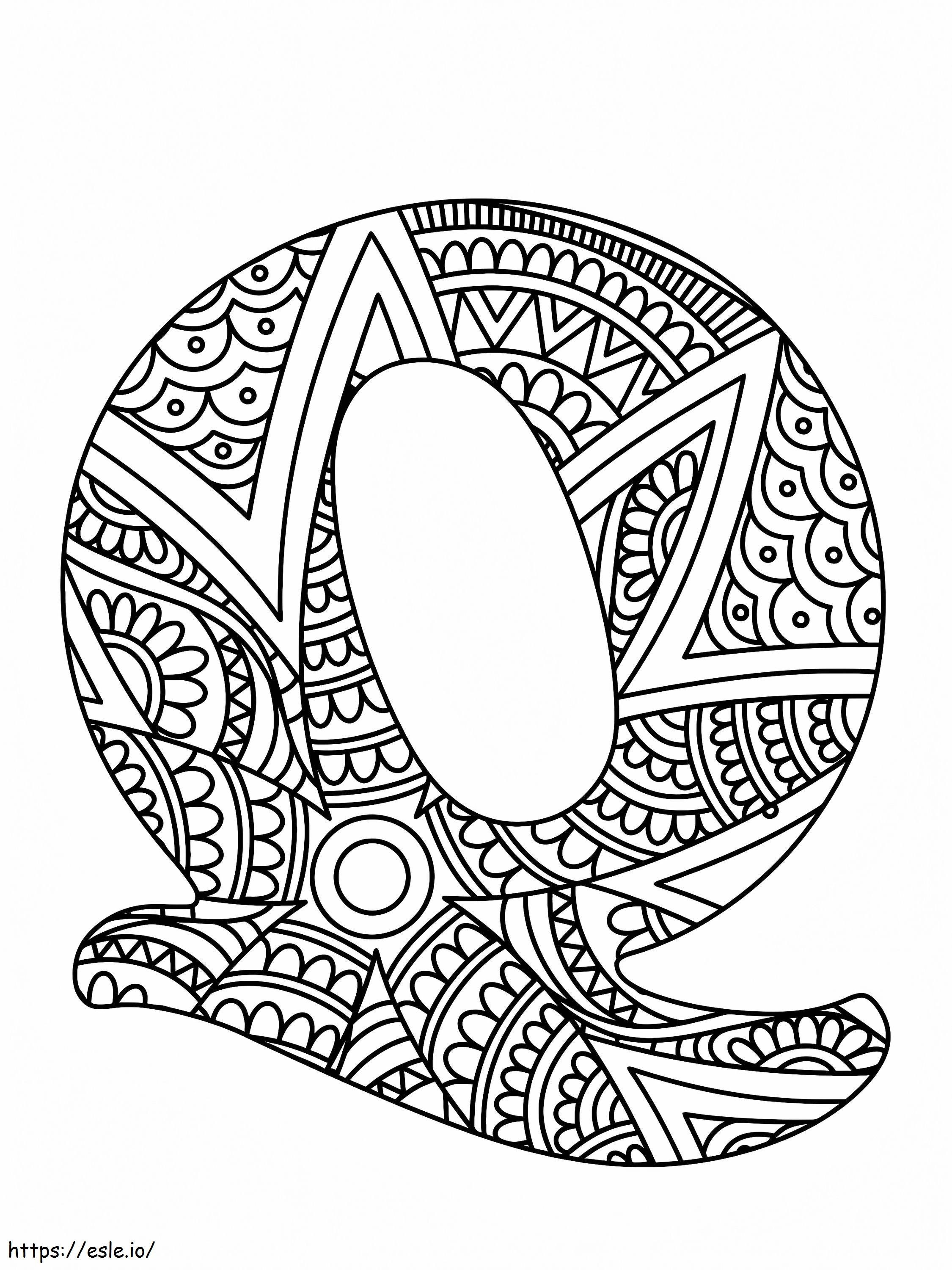 Harf Q Mandala Alfabesi boyama