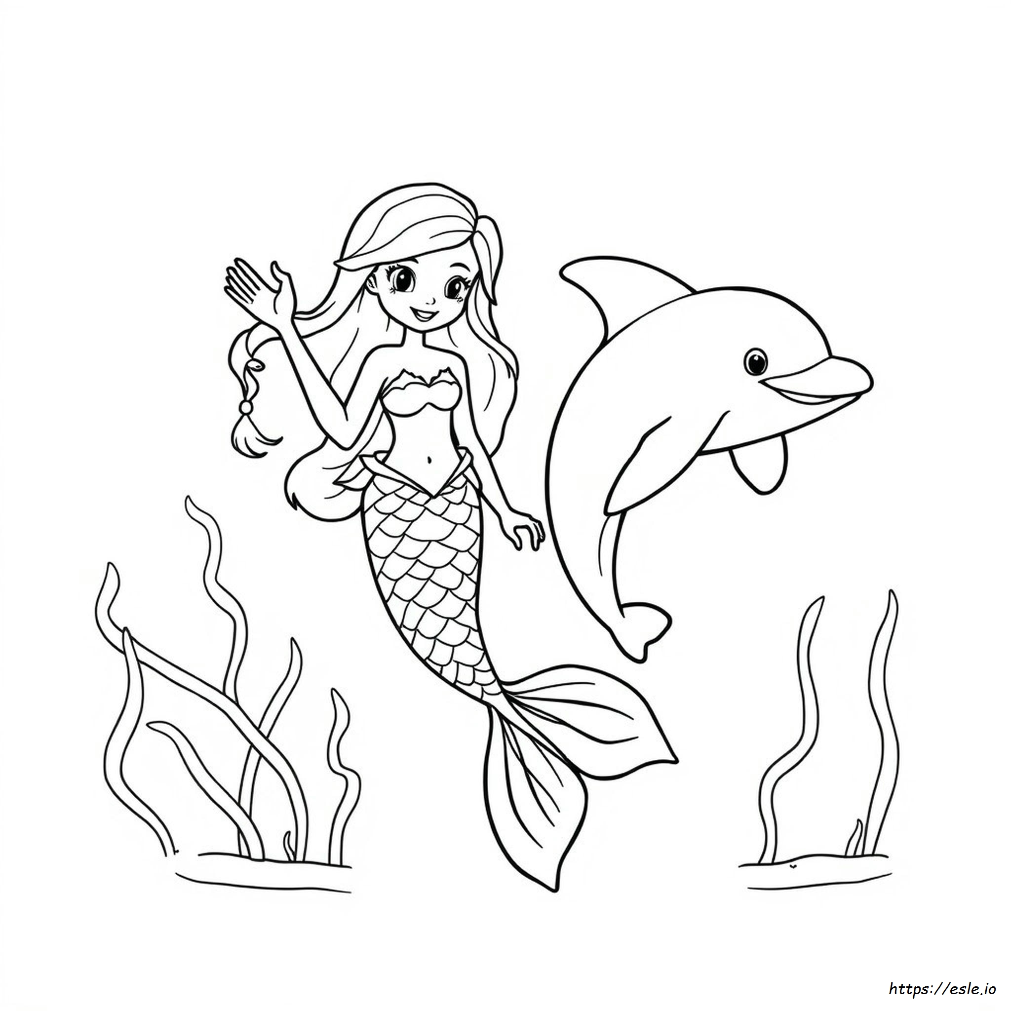 Mermaid And Dolphin Coloring Pages Printable