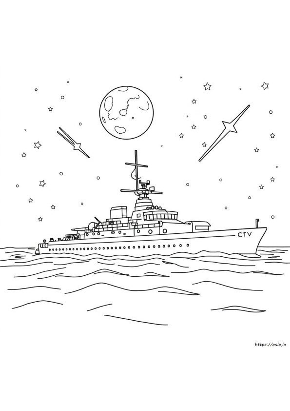 Warship Colouring Pages