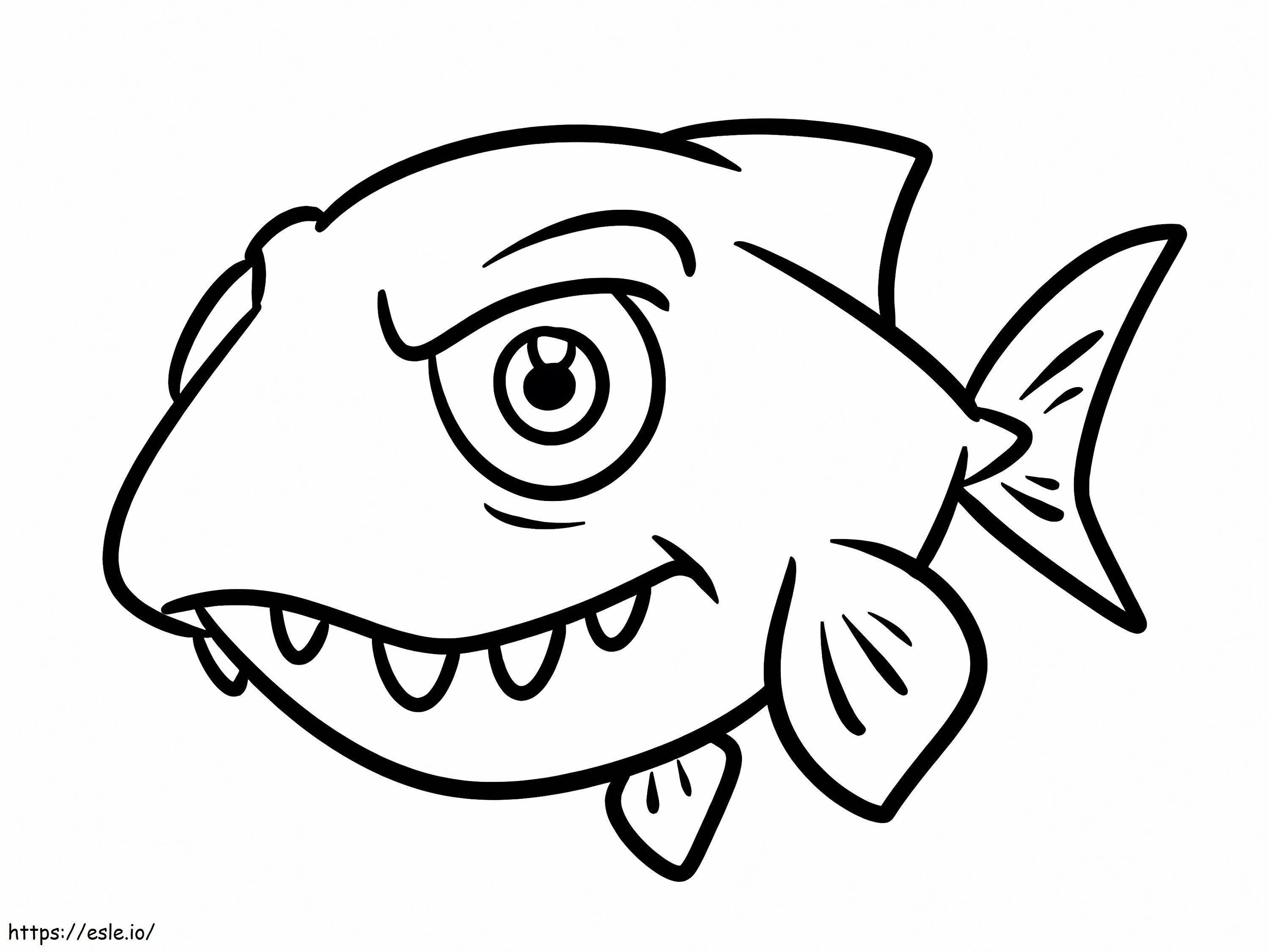 Pește Piranha din desene animate de colorat