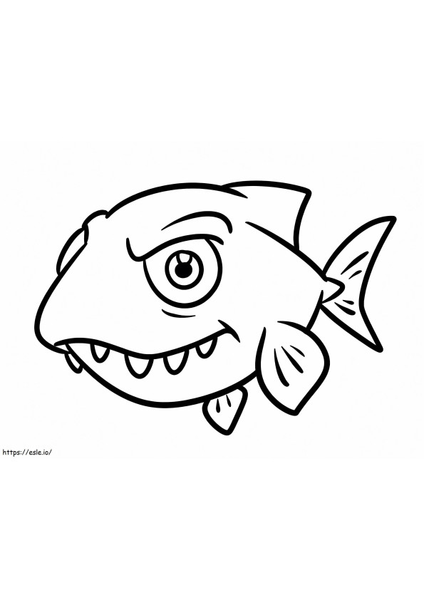 Coloriage Poisson piranha dessin animé à imprimer dessin