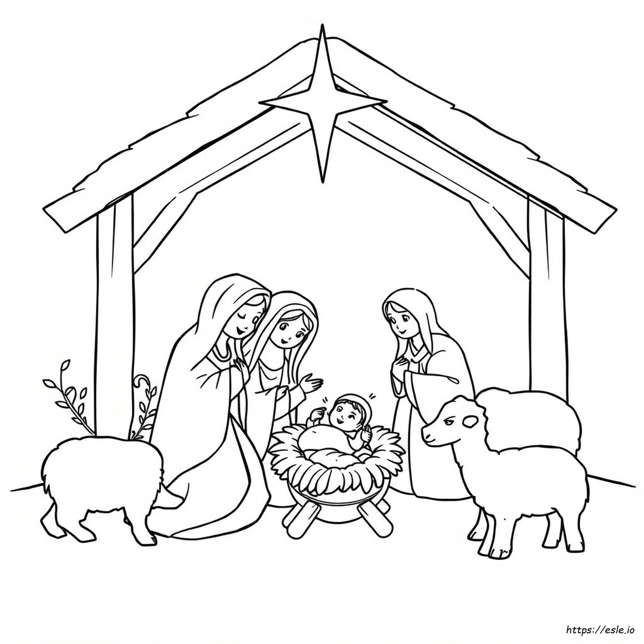 Preschool Printable Nativity Coloring Page