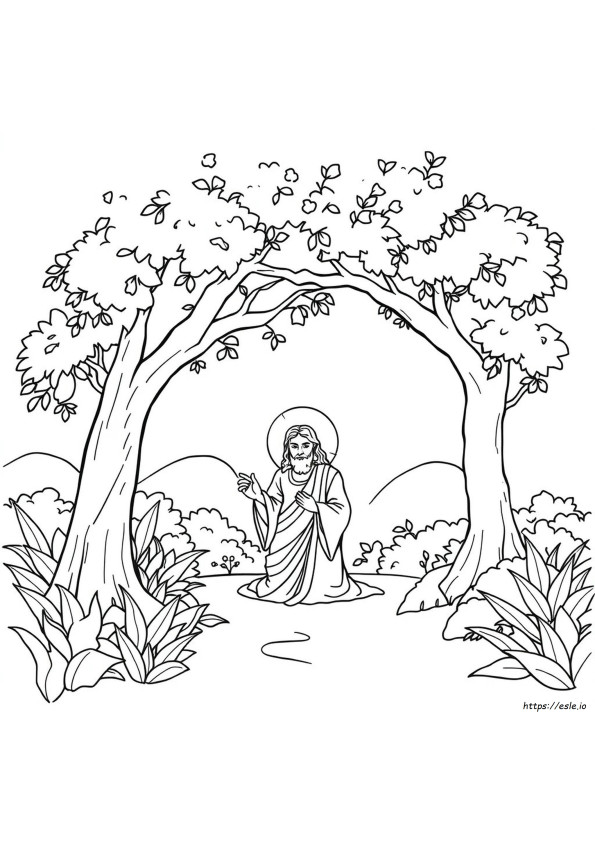 Jesus In The Garden Coloring Page