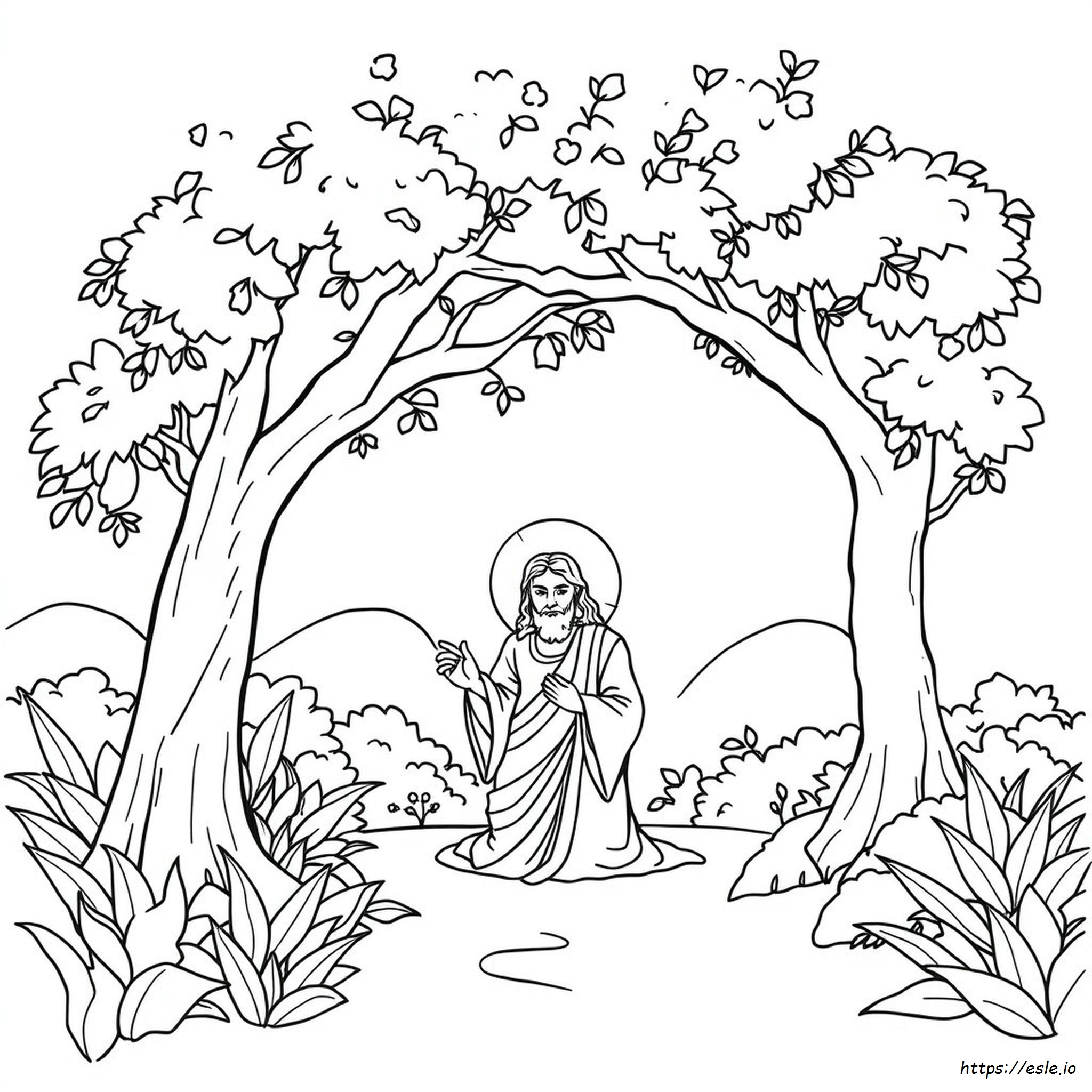 Jesus In The Garden Coloring Page