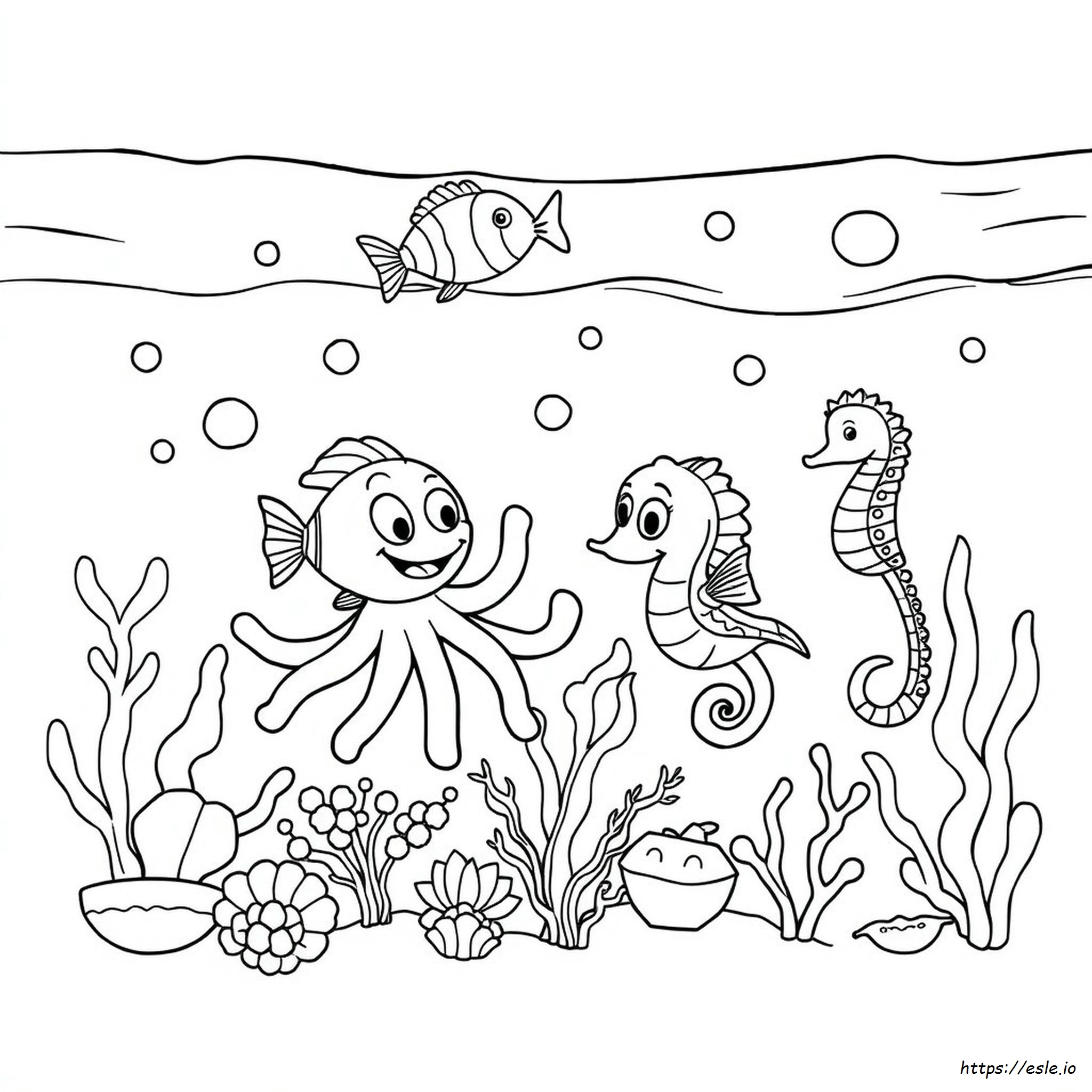 Cartoon Sea Creatures Coloring Pages