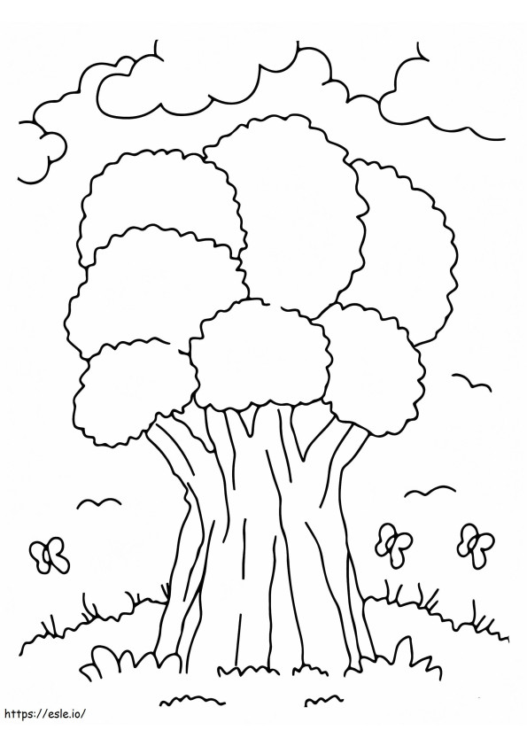 Forest Butterflies And Thick Tree coloring page