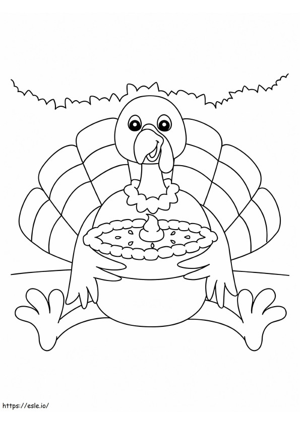 Turkey With Pumpkin Pie coloring page