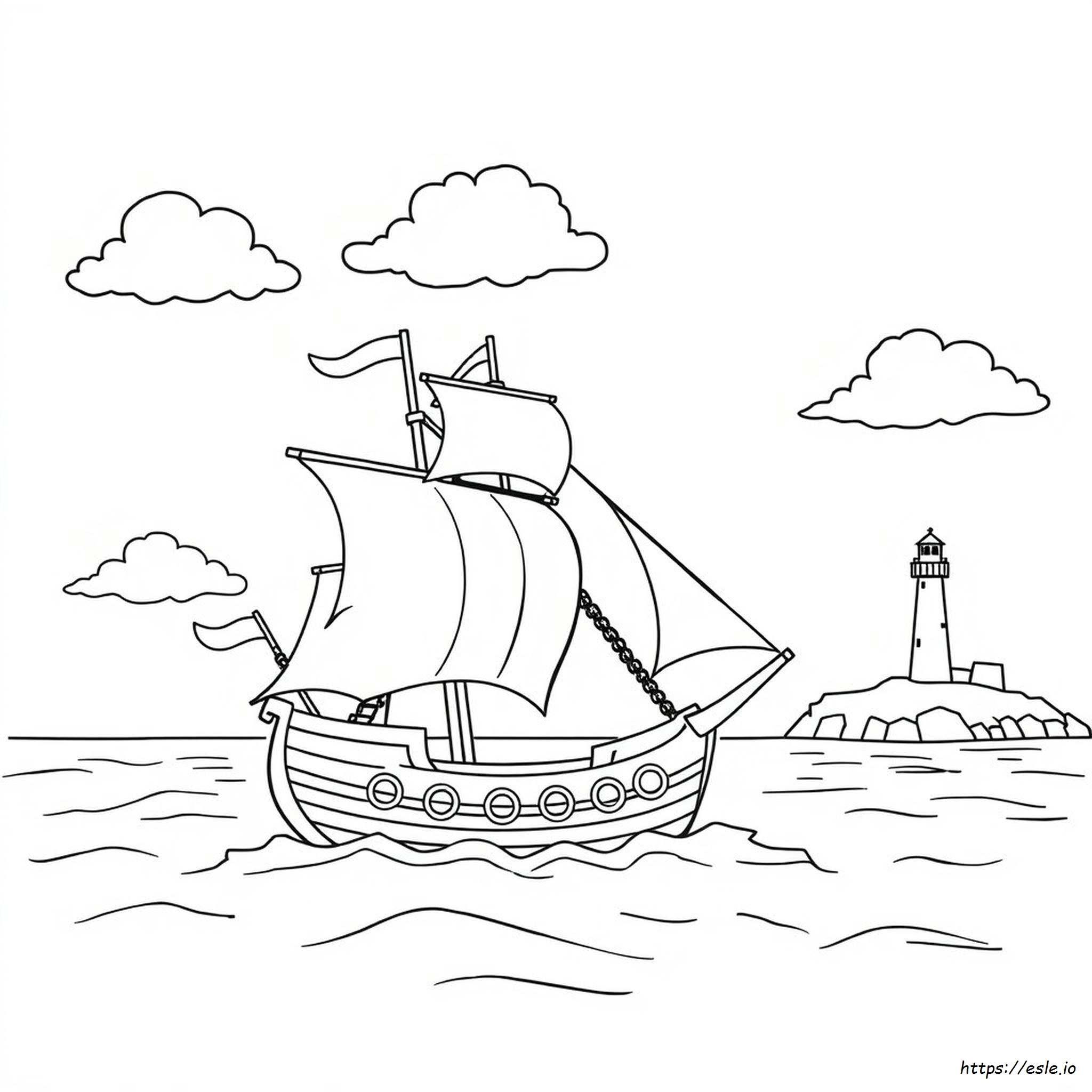 Pirate Ship Colouring In