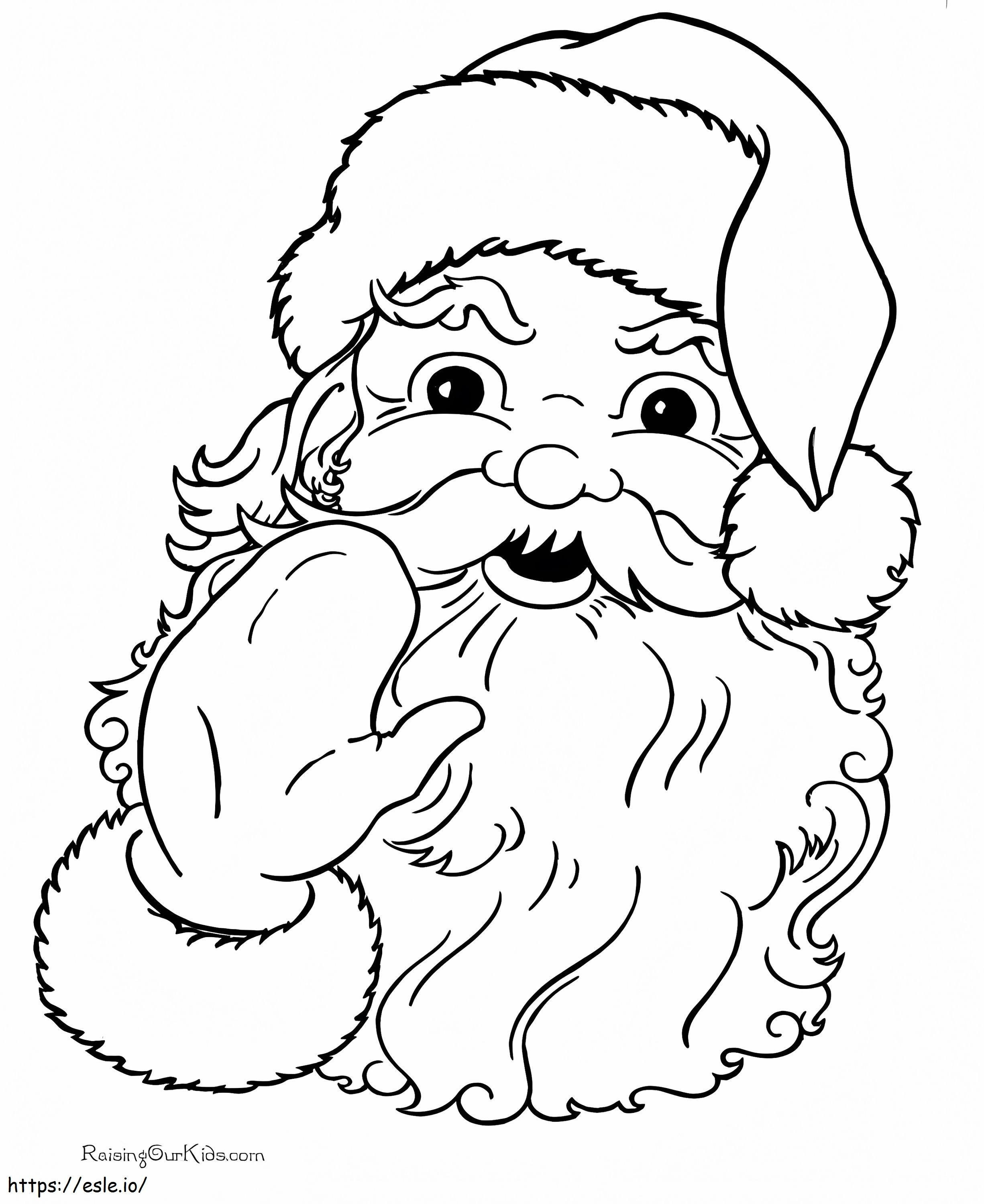 Coloriage Le Père Noël dit bonjour à imprimer dessin