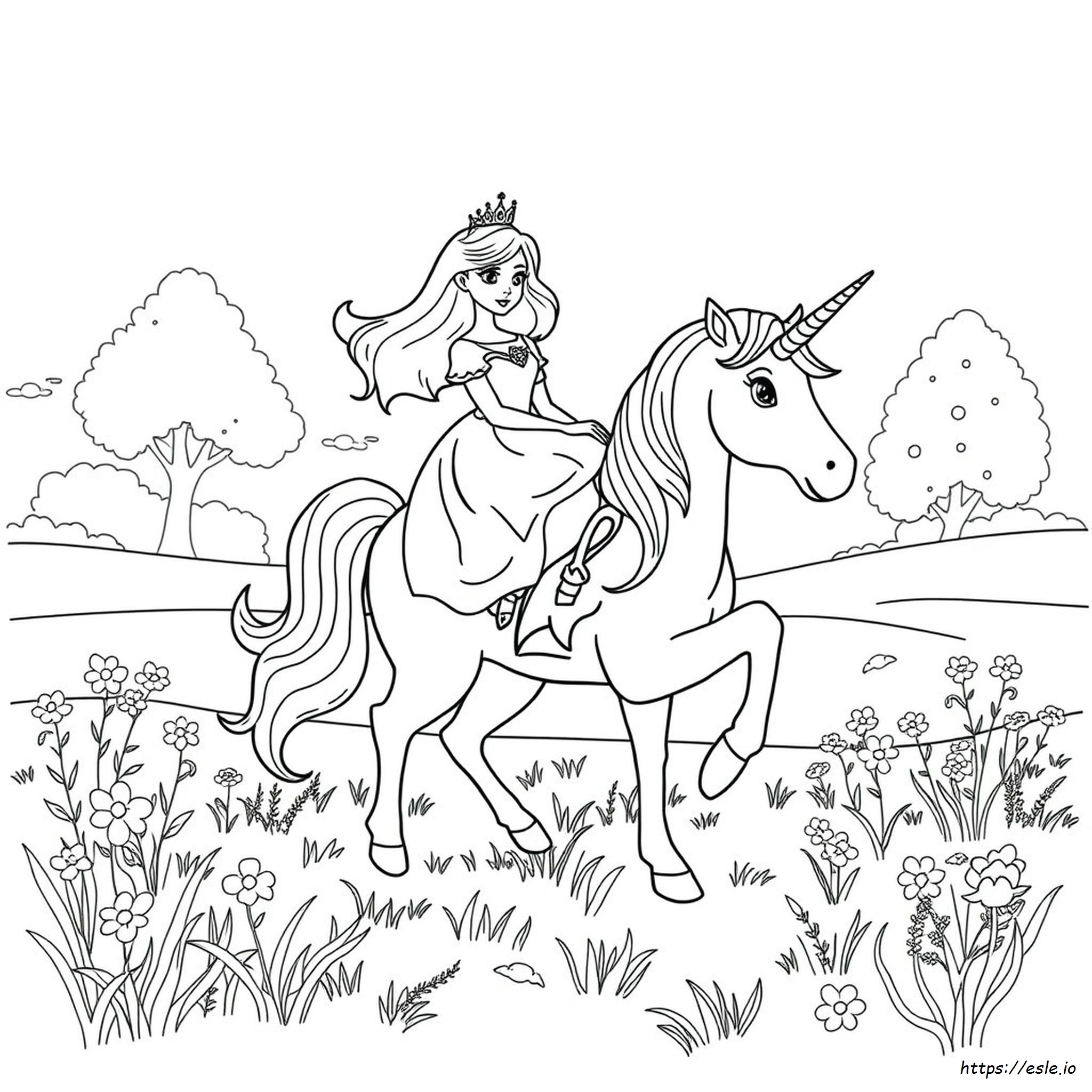 Coloriage Princesse Sur  Licorne