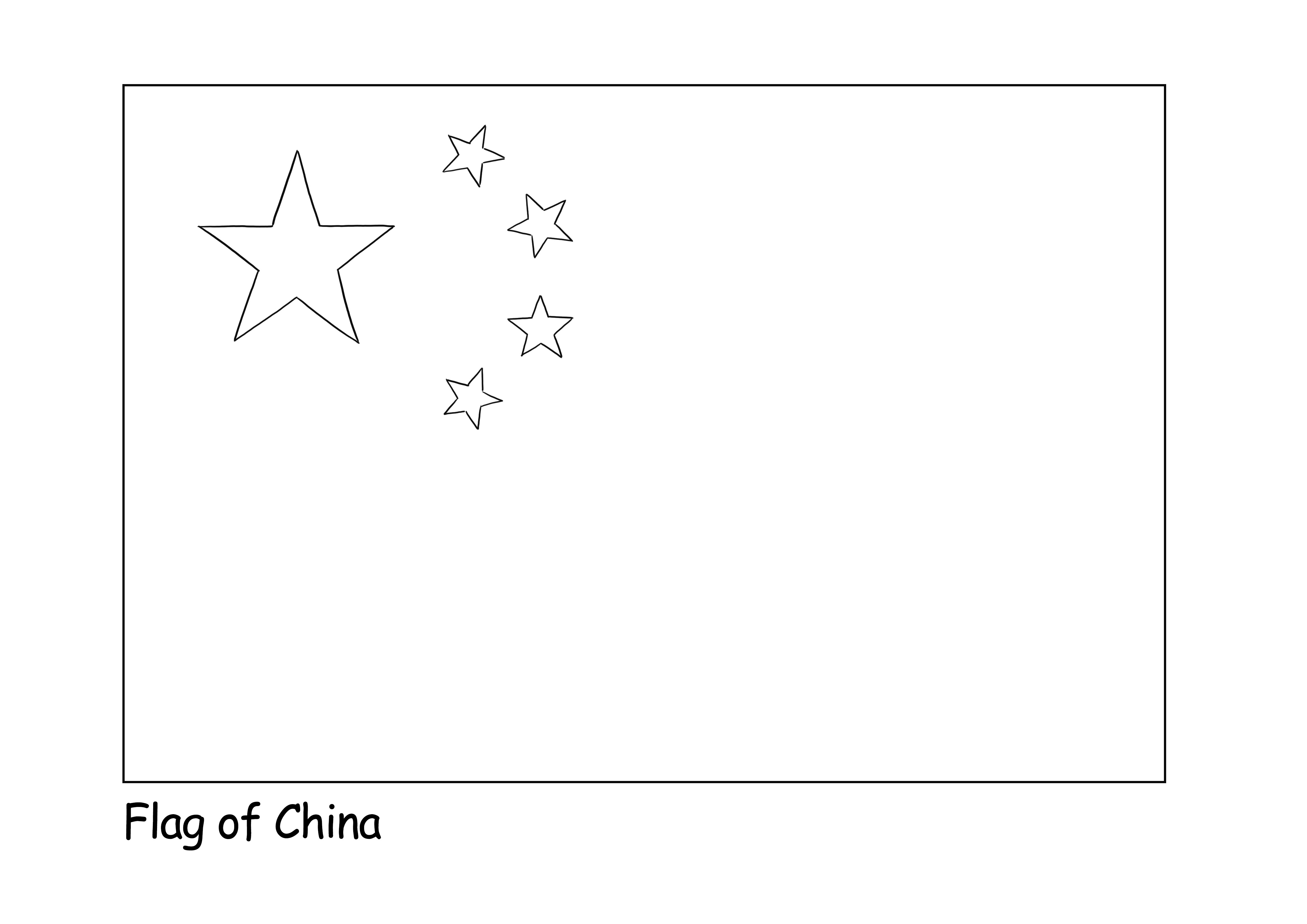 子供たちがさまざまな国の国旗について学ぶための無料の着色シート中国の国旗