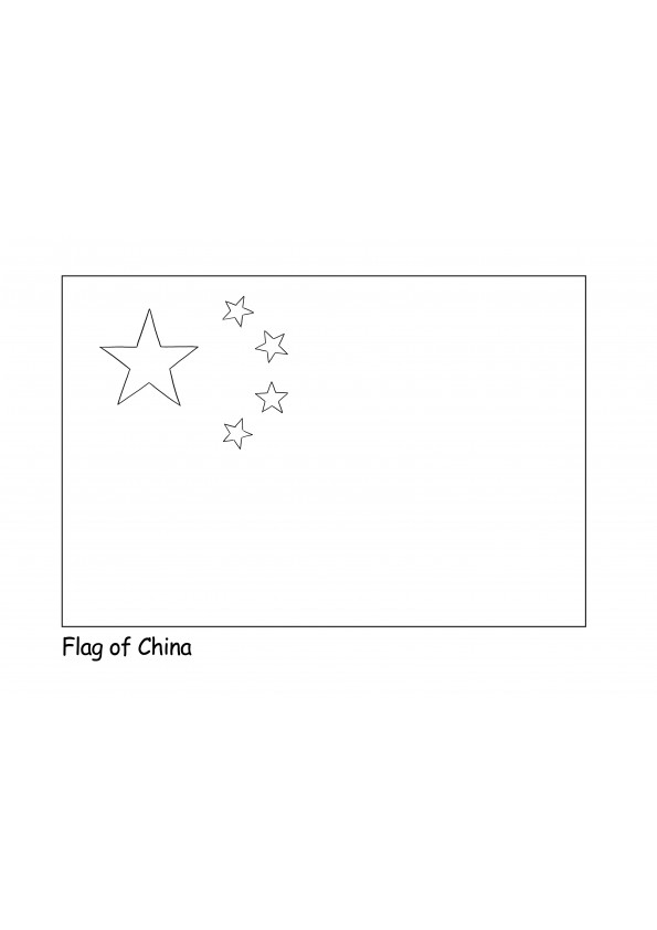 Foaie de colorat gratuită Drapelul Chinei pentru copii pentru a învăța despre diferite steaguri de țară
