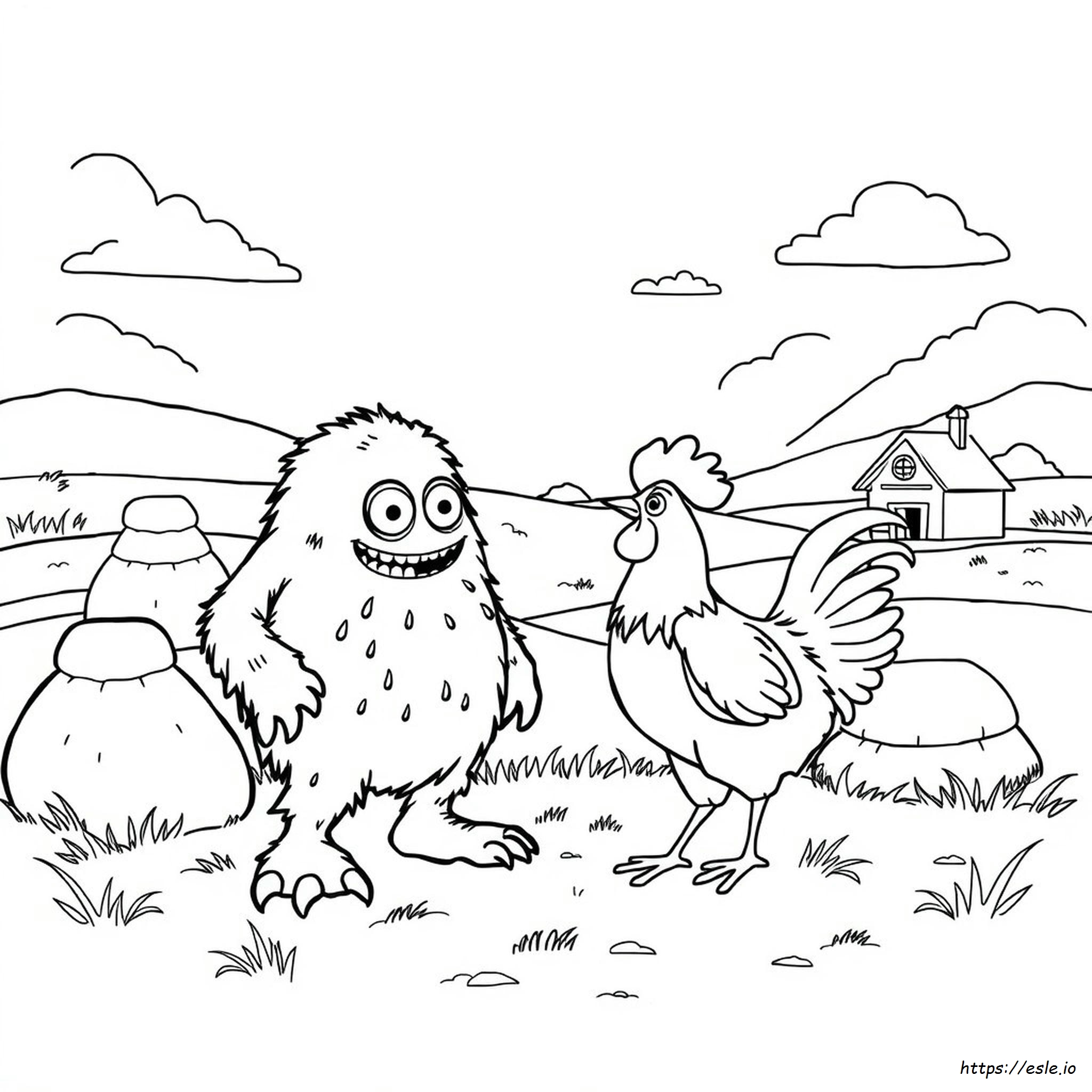 Mostro Gallina Che Calcia Disegno Da Colorare
