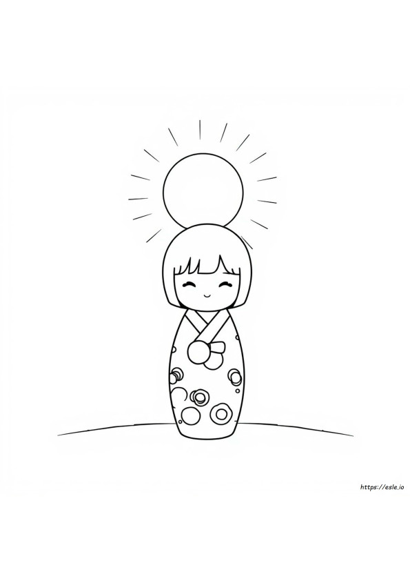Boneca Kokeshi Para Colorir