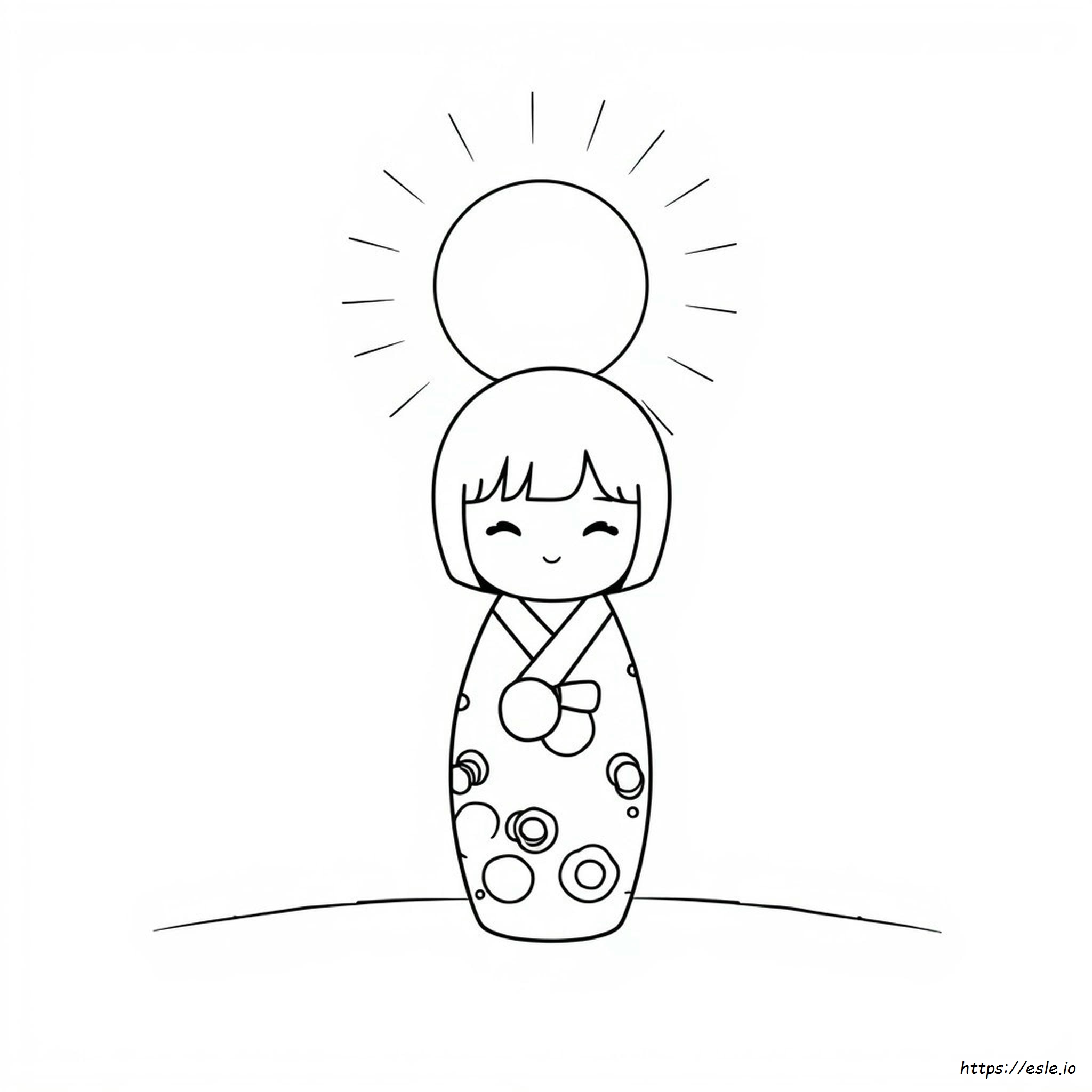 Kokeshi Doll Coloring Page