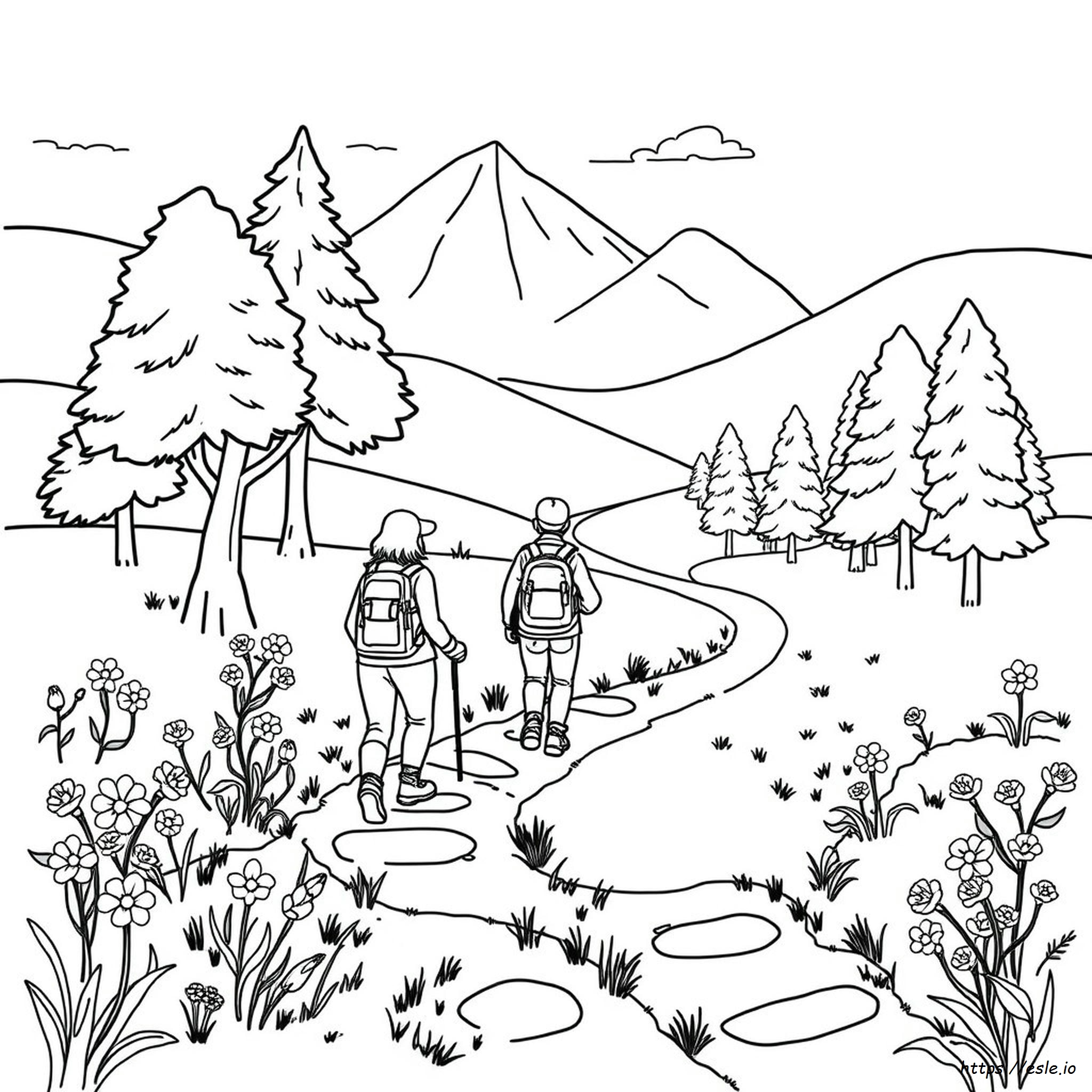 Hiking Coloring Pages